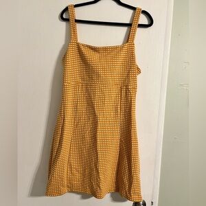 Free People Mustard Checkered Mini Dress